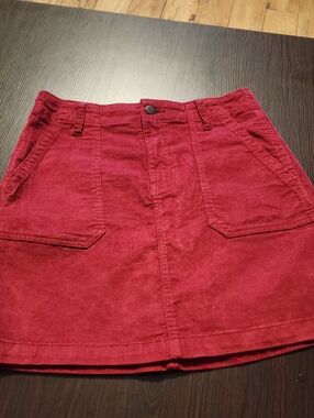 Old Navy Deep Red Corduroy Mini Skirt with Front Pockets